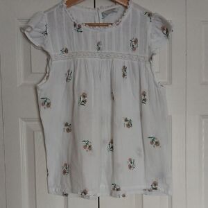 Lucky Brand White Floral Kids Blouse
